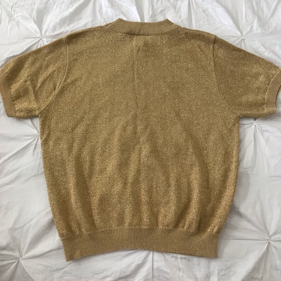 Vintage Golden Glitter Short Sleeve Sweatshirt - Picture 3 of 4